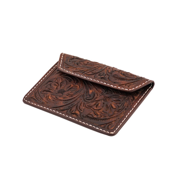 70s ENGRAVED BROWN BIKE DOCUMENT HOLDER