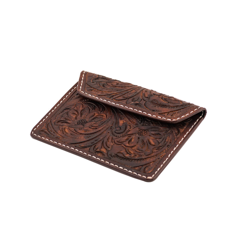 70s ENGRAVED BROWN BIKE DOCUMENT HOLDER